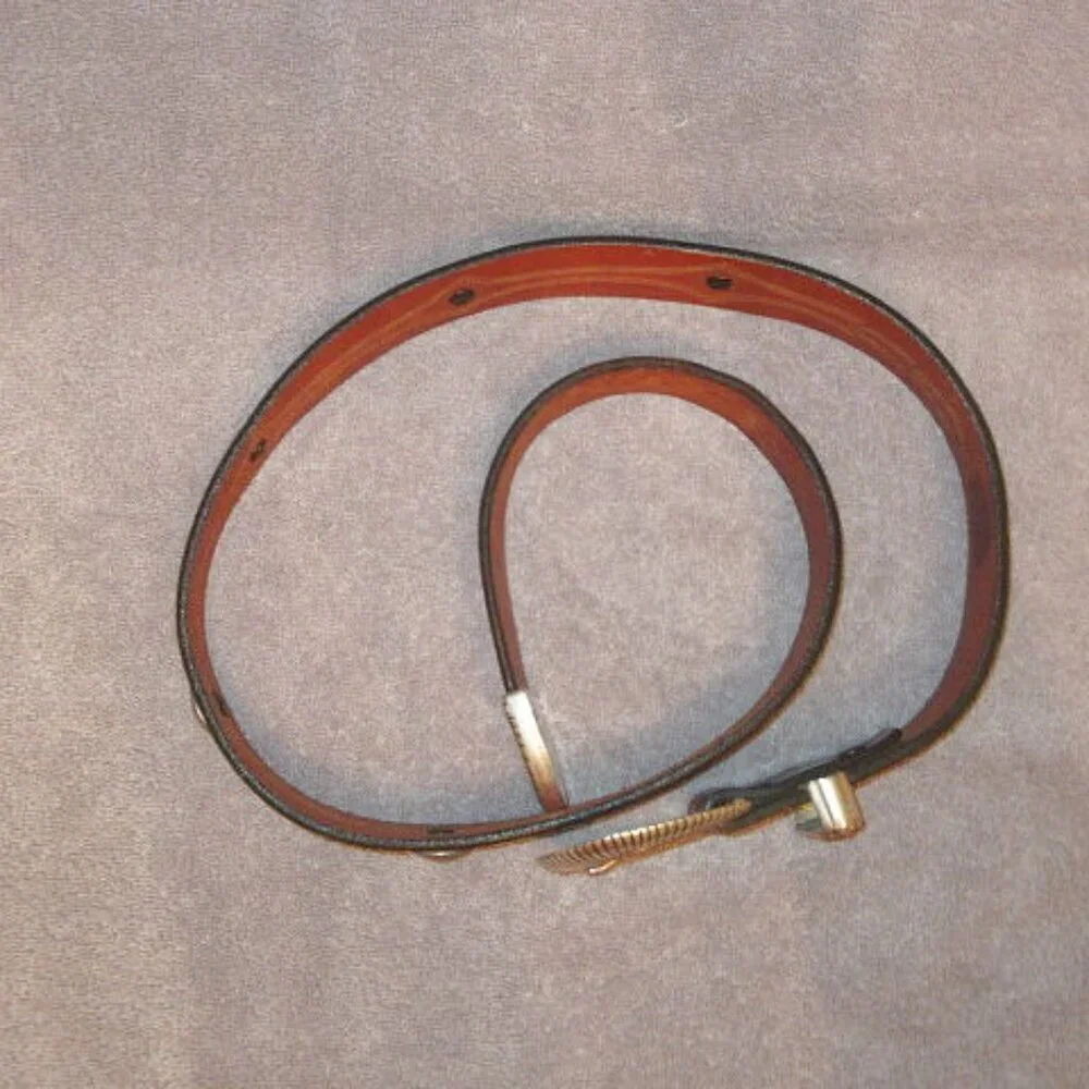 Vtg Buffalo Nickels Indian Head Leather Belt Size 40 Conches Western Cowboy USA